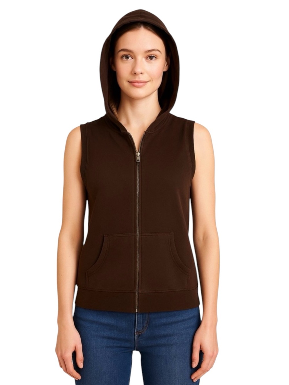 Ann Taylor LOFT Brown Sleeveless Hoodie Vest Size XS
